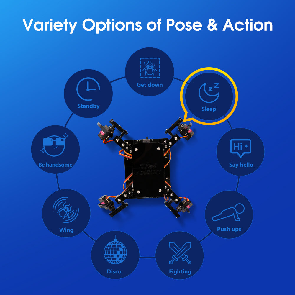 ACEBOTT Quadruped Bionic Spider Robot Starter Kit For ESP8266 inventr.io